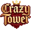 CrazyTower – złota korona nad gotyckim napisem marki i czerwony proporzec